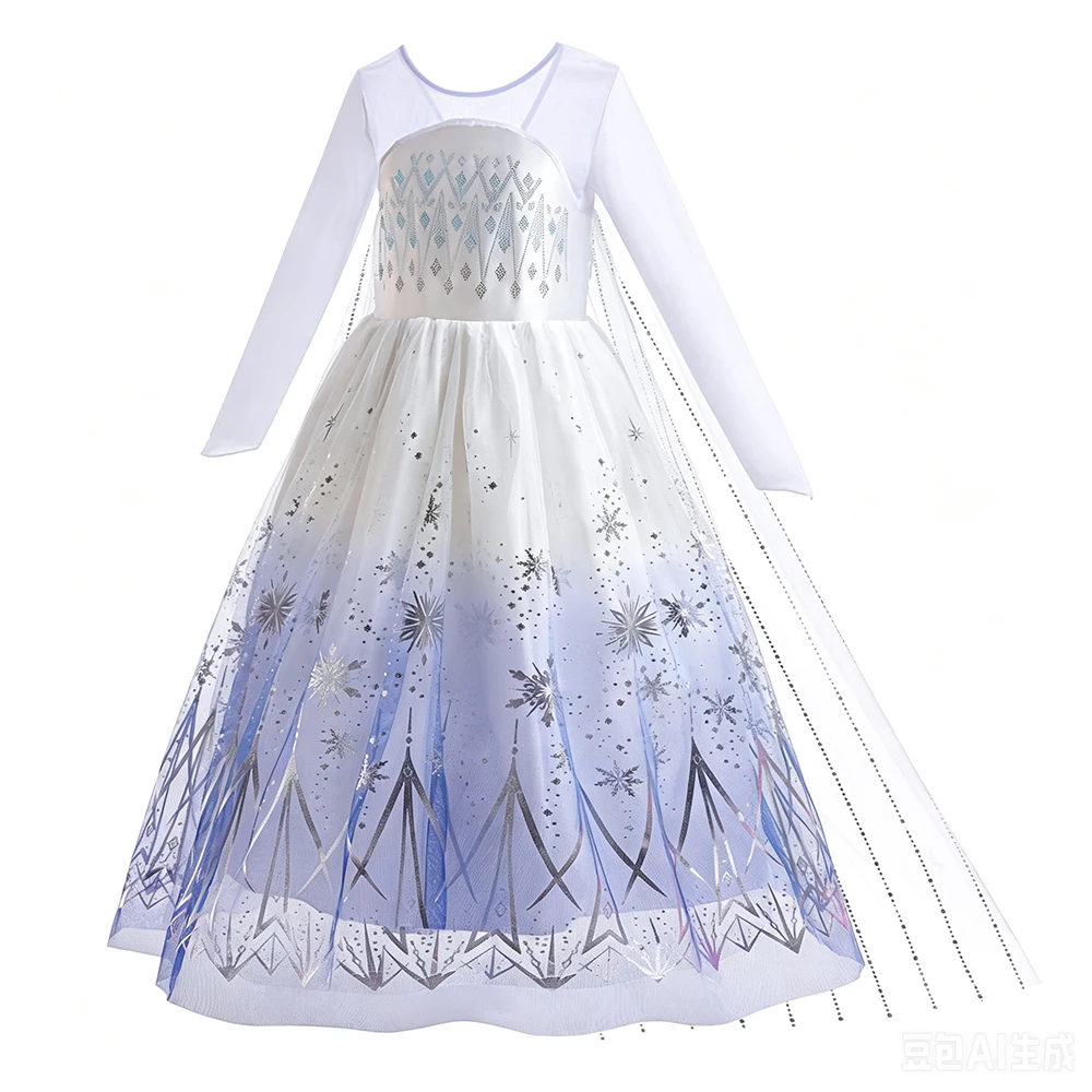 White Elsa Dresses Girls Birthday Party Cosplay Princess Costume Carnival Party Evening Gown Kids Clothing view 2