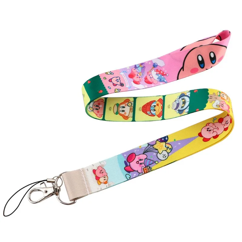 Hot Cute Kirby Lanyard Colorful Print Neck Strap for Phone ID Badge Keychain Kawaii Anime Kirby Phone Lanyard Holder Gifts view 5