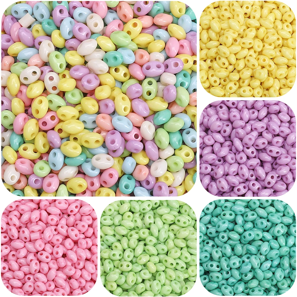 100pcs 6x4mm Double Hole Cute Pig Nose Shape Acrylic Beads DIY Bracelet Necklace Crafts Loose Beads For Jewelry Making Materials