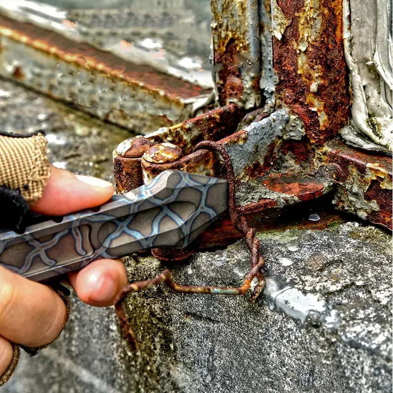 Titanium Alloy Crowbar Portable EDC Outdoor Multi-function Tool Self-defense Anti-wolf Tools