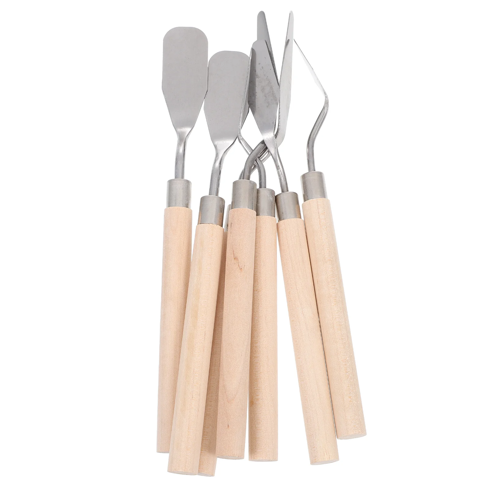 

7 Pcs Scraper Multiple Jobs Stainless Steel Spatula Wood Oil Painting Professional Color Mixing