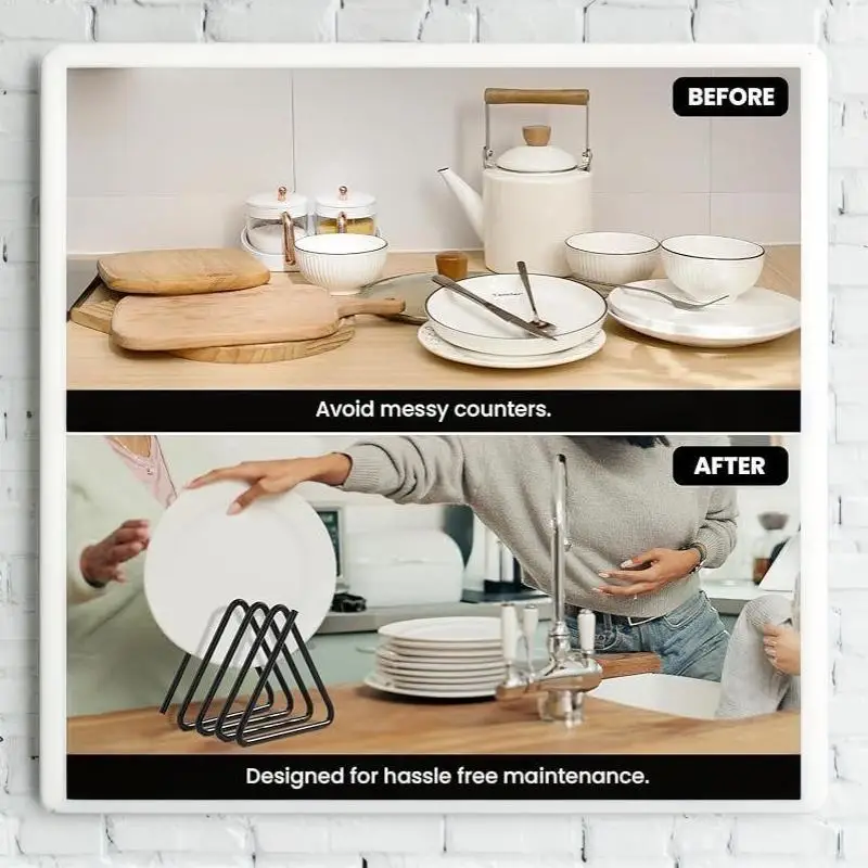 Kitchen Cutting Board Organizer Heavy Duty Metal Storage Shelf Space-Saving for Countertop Pantry Cabinet