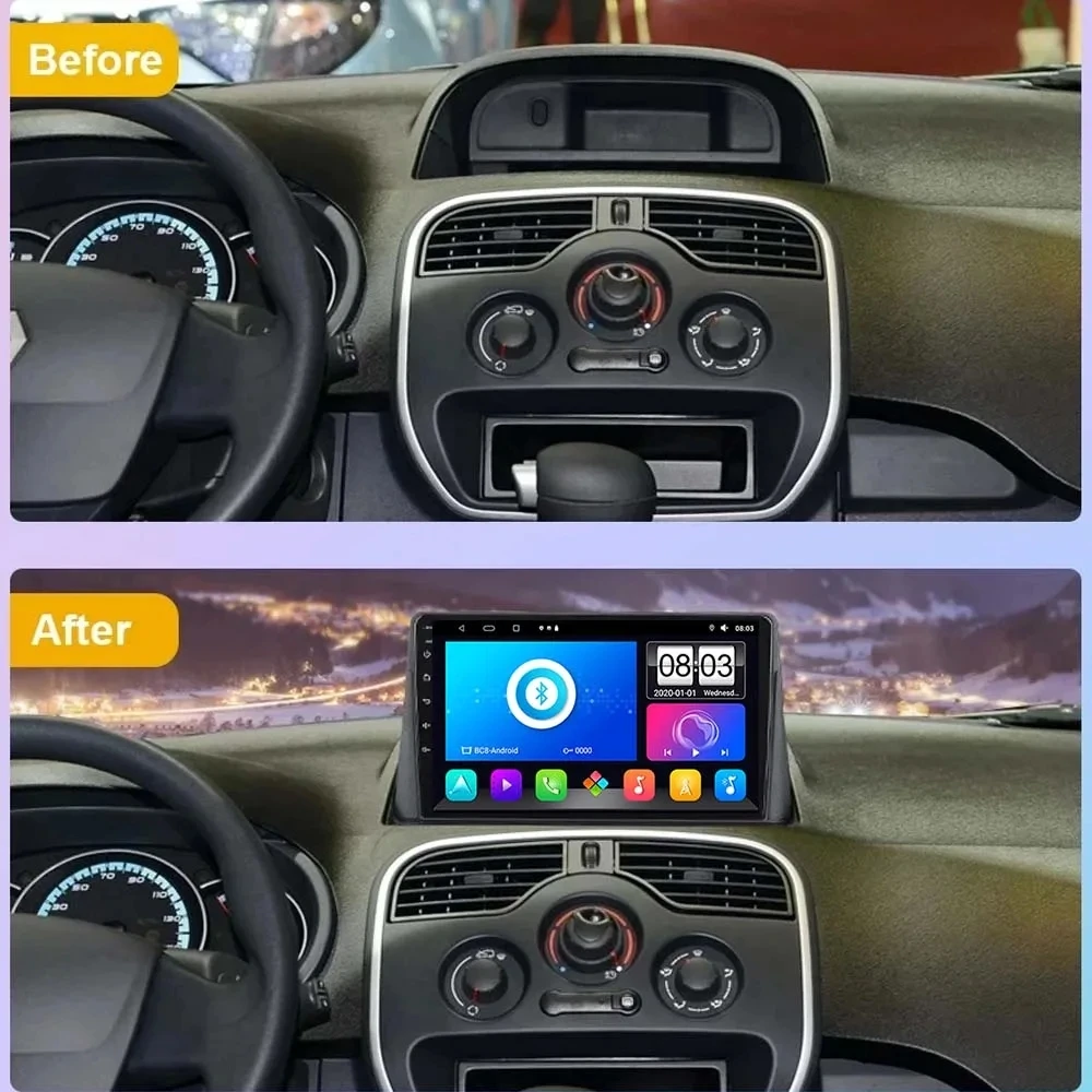 For Renault Kangoo 2009 2012 2015 2016 2017 2018 Car Radio Multimedia Video Player GPS Navigation Android Auto no 2Din DVD