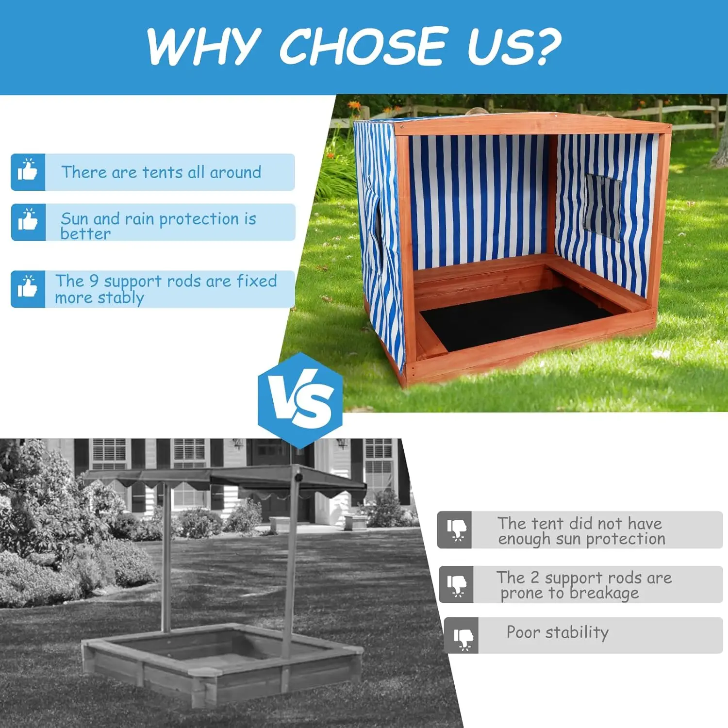 صندوق رمل خشبي كبير للأطفال ، صندوق رمل كبير مع غطاء ، للفناء الخلفي ، مقاوم للمطر و 3 مقاعد ، مسرح خارجي ، خشب الأرز