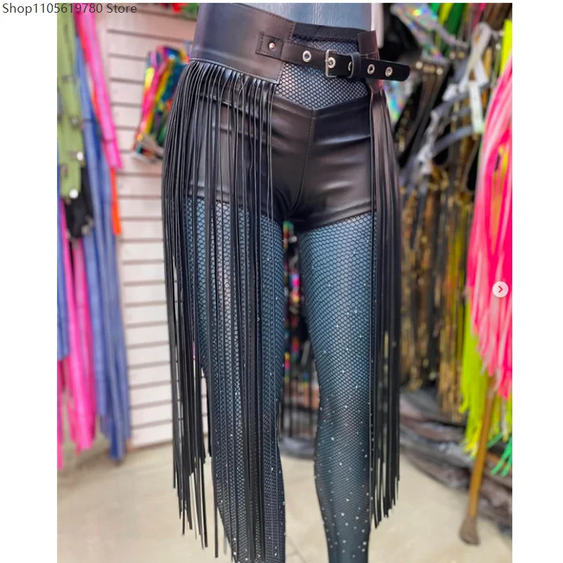 Multi‑Layer Fringe Tassel Half‑Skirt Adjustable Wide Buckle Faux‑Leather Waistband Adult Role‑play Stage Performance Accessory 2
