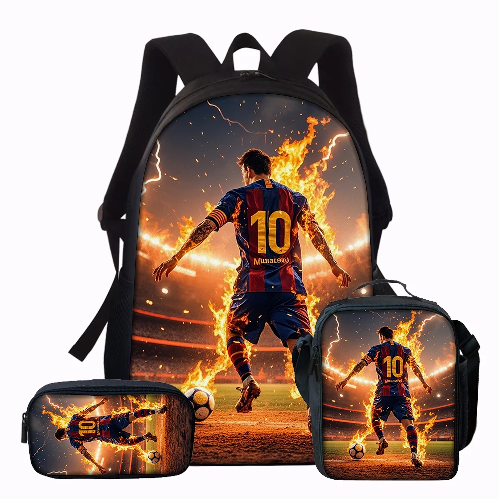 3PCS No.10 Football Player Backpack Set | Large Capacity Casual Backpack with Matching Clutch & Tote Bag, Ideal for Daily Use