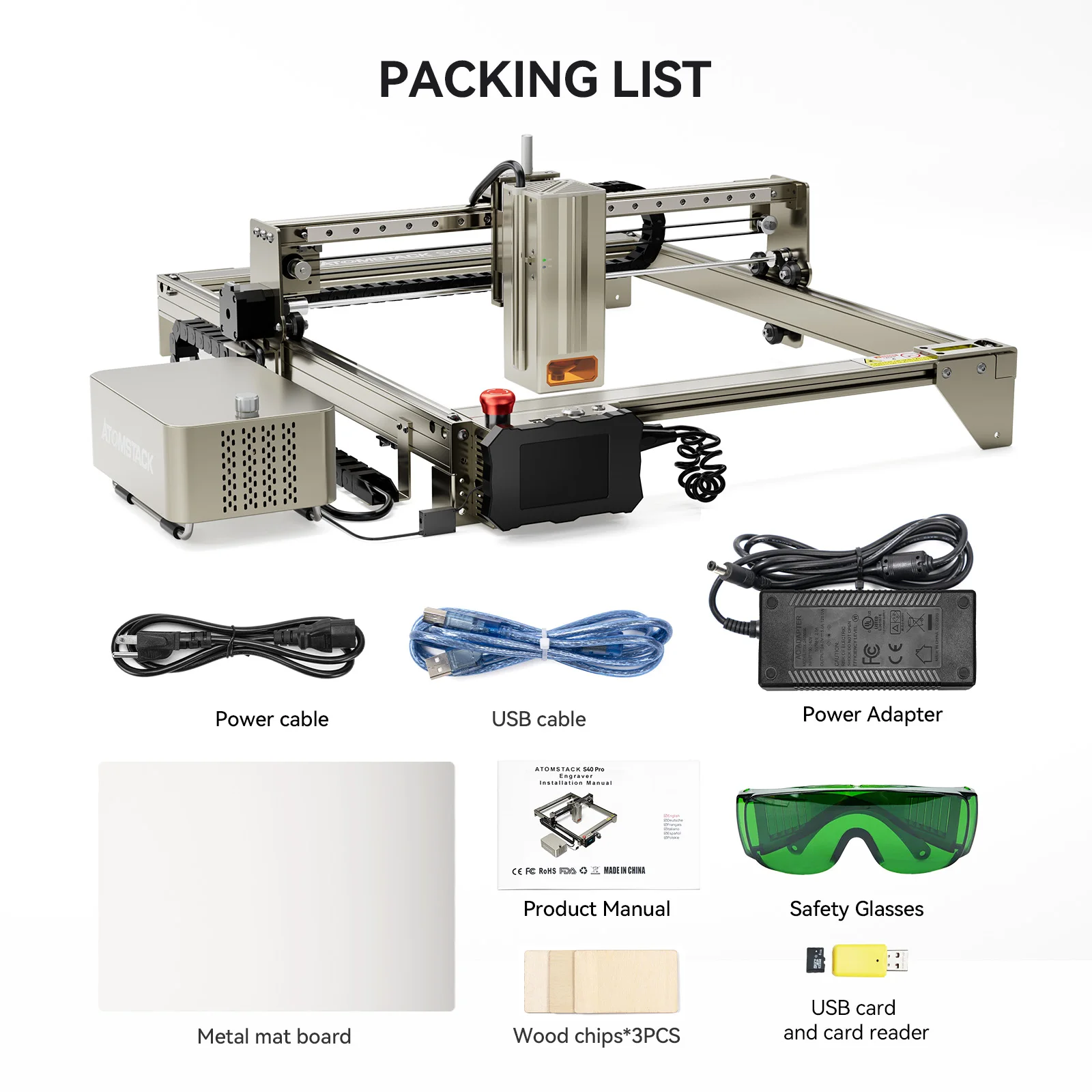 ATOMSTACK S40 A40 Pro 210W Laser Engraving Cutting Machine with F60 Air Assis Tank Chain Laser Output 48W CNC Engraving DIY