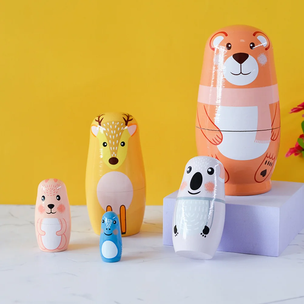 

1 set 1 Set Bear Matryoshka Wooden Nesting Matryoshka Russian Kids Gift Wooden Nesting Home Decoration Wood Craft