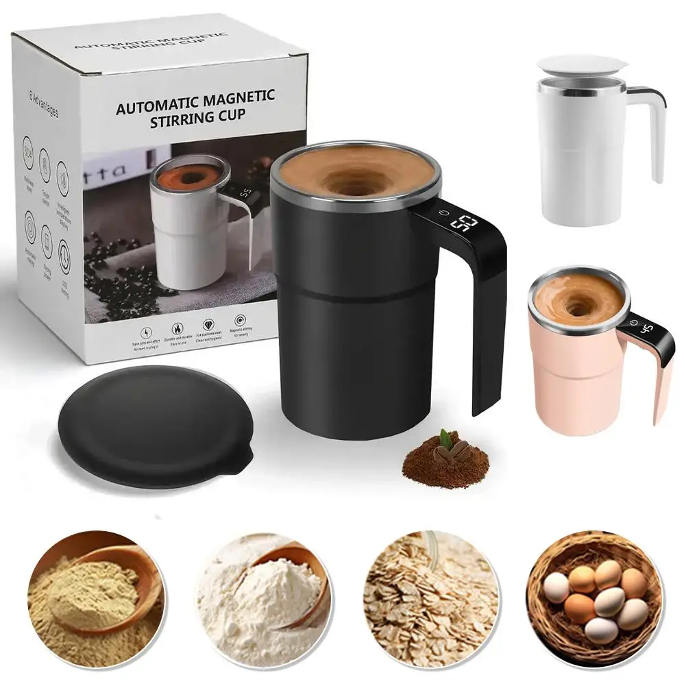 380ML Intelligente Kaffeetasse Wasserdicht Edelstahl Kaffeetasse Temperaturmessung Magnetische Automatische Rührbecher