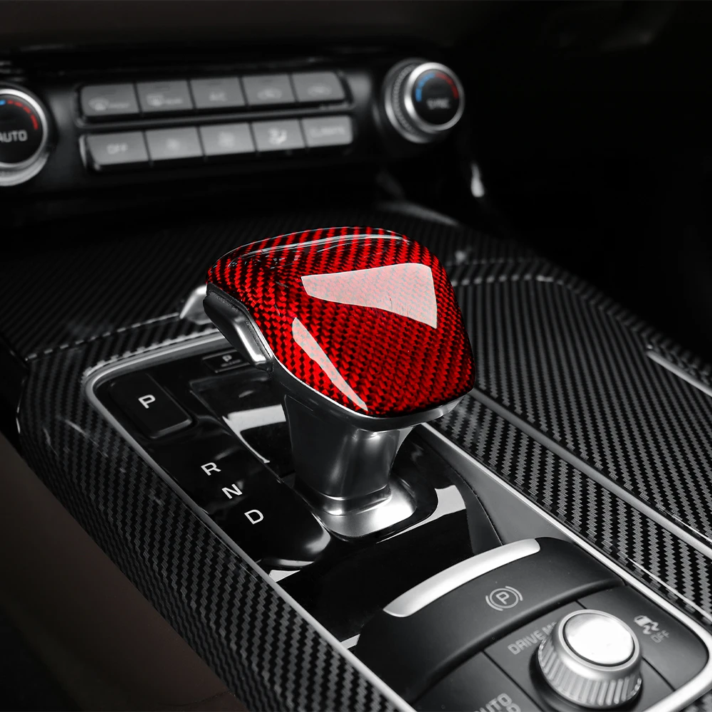 

For Kia Stinger 2018-2023 LHD/RHD Real Carbon Fiber Style Console Gear Lever Head Trims Shift Knob Cover Car Interior
