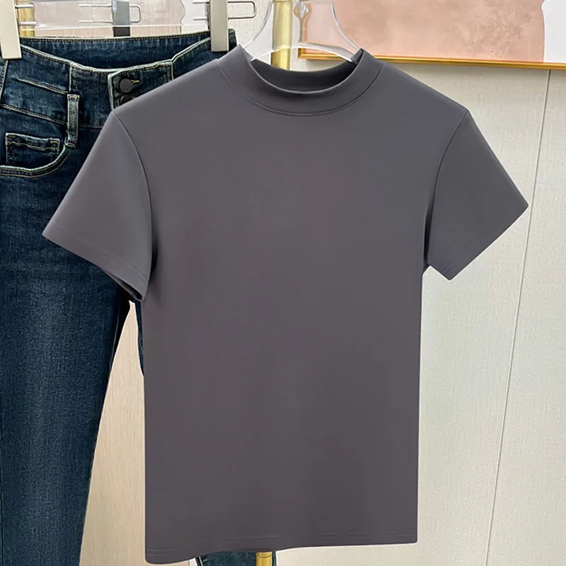 2024 New Fashion Short Sleeve Summer Blouse Women O Neck Casual Solid Ladies Tops Shirts  lsh24011801