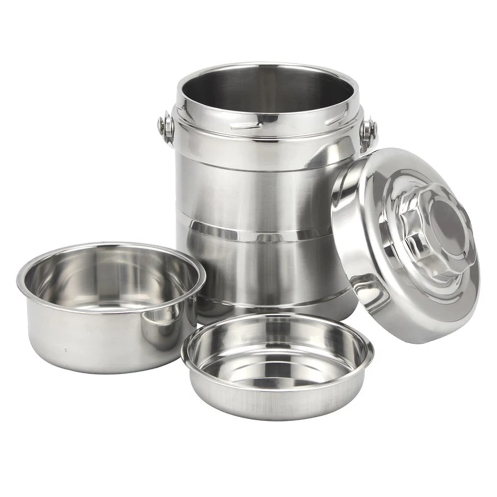 

Stainless Steel Thermal Lunch Box 1.9L Silver Straight Type Insulated Food Storage Container Portable Leakproof