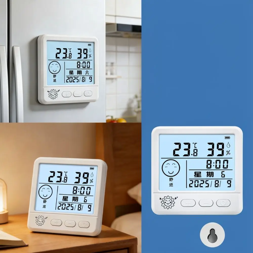 Precision Digital Hygrometer Indoor Room Climate Station Alarm Clock Magnetic Backing Wall Hanging Table Stand