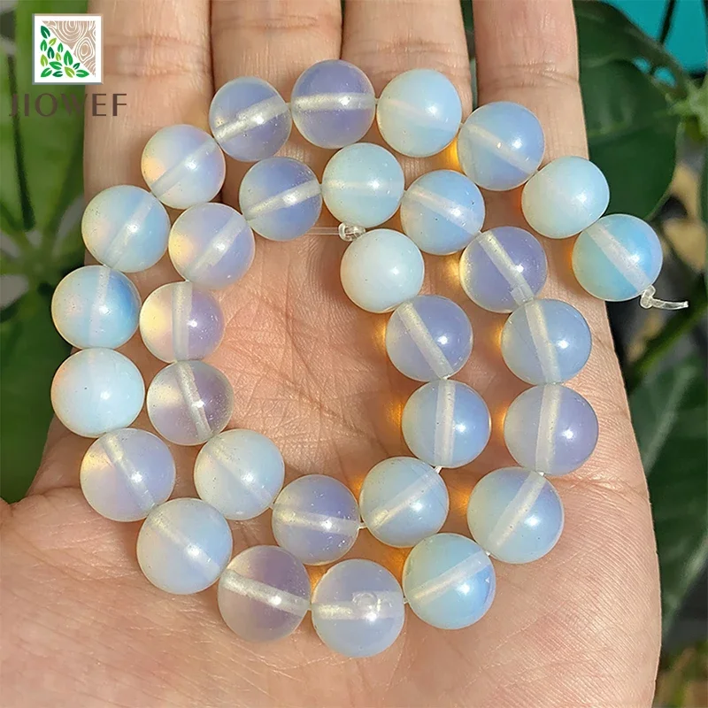 Smooth White Opalite Quartz Loose Round Beads For Jewelry Making DIY Bracelet Necklace Accessories 15'' Strand 4/6/8/10/12/14mm