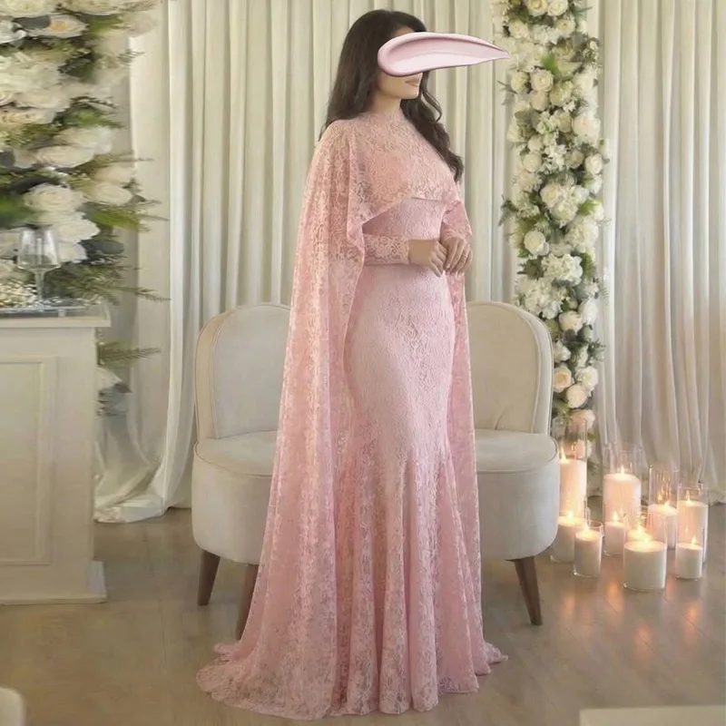 Meerjungfrauenkleid für Damen, Lange Kleider mit Spitzencape, A-Linie, Lange Ärmel, Hüftumwicklung, Elegantes Slim-Fit-Partykleid, Y2K Streetwear, Abendkleid 2026