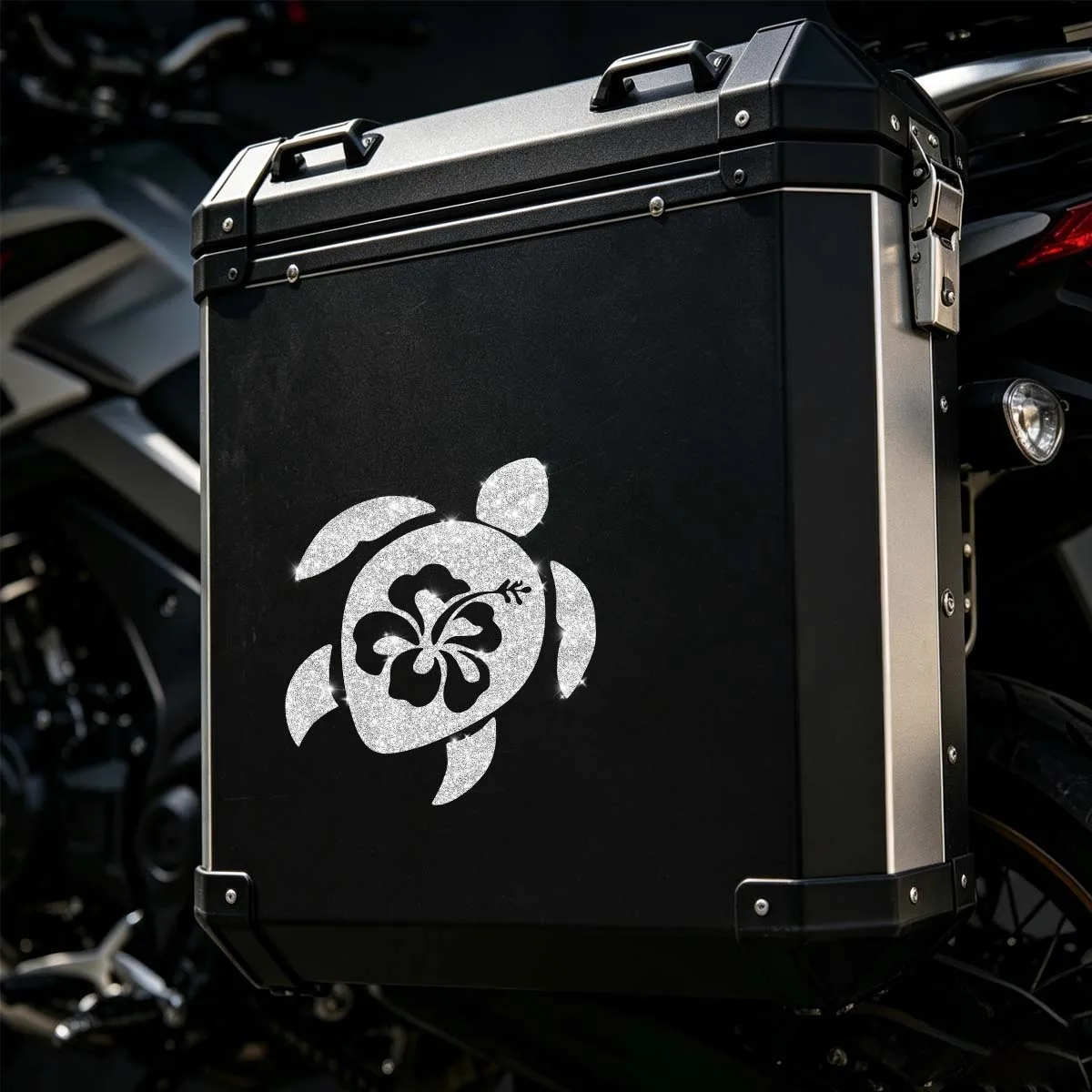Creative Sea Turtle Hibiscus Flower Sparkle Stickers Moto Bike Side Box Car Laptop Decorative Waterproof Vinyl Accessories Decal