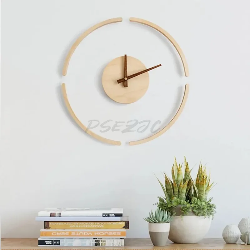 Clock Nordic Minimalist Original Wood Grain Fully Matched Home Decor Bedroom Life Creative Art Design Transparent Hanging