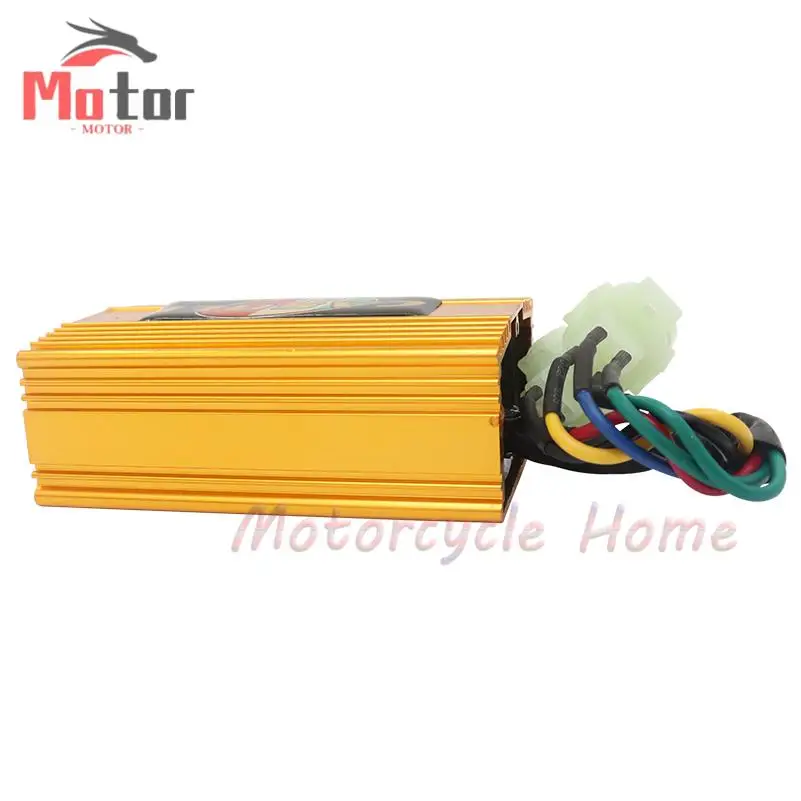 Высокая производительность, подходит для модификации педалей мотоцикла, квадроцикла, пляжного велосипеда GY6, синий/золотой, бесконечной скорости, воспламенитель CDI постоянного тока