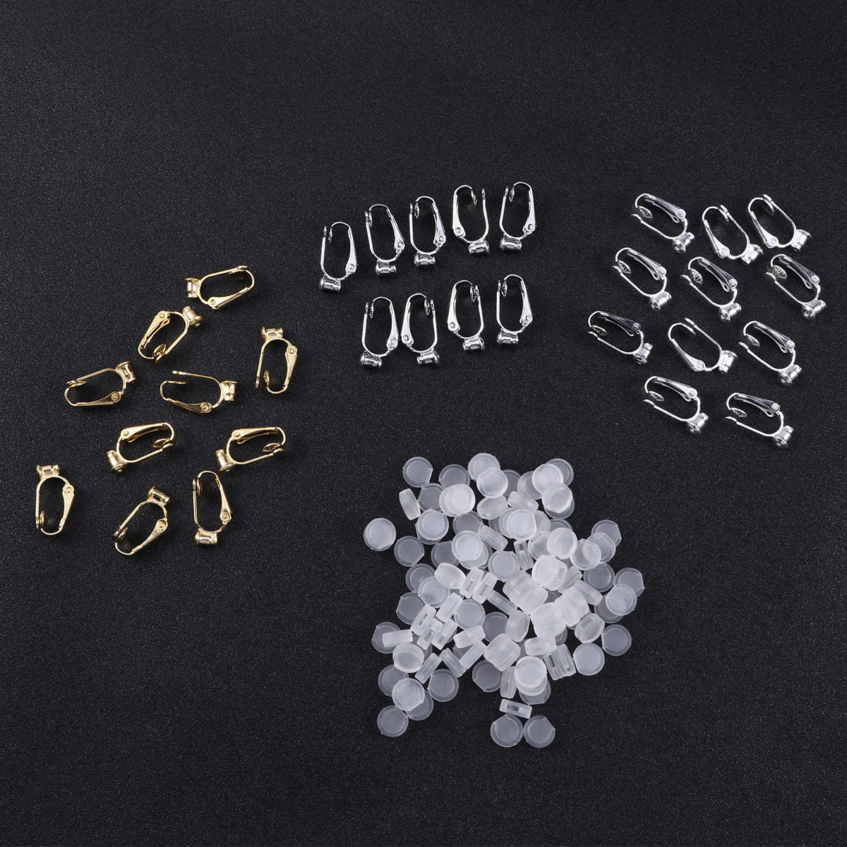 1Set Ear Clips Set Lightweight Copper Metal Non Piercing Earrings Portable Studs Clip Converters DIY Jewelry Tools Golden Silver