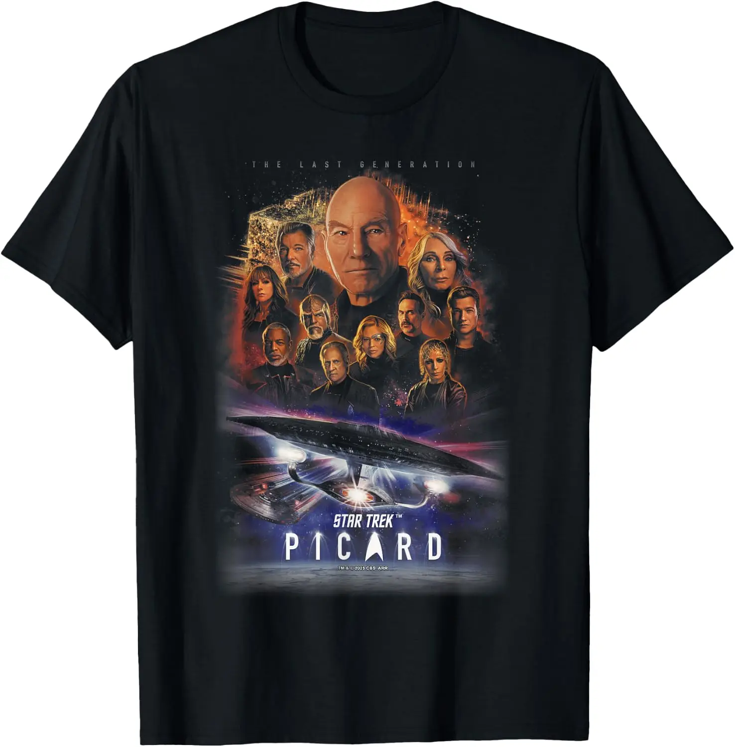 Picard The Last Generation Poster T-Shirt Men Women Unisex Novelty Graphic T‑Shirt, Classic Crew Neck 100% Cotton Tee, Lightweight Anti‑Pilling Breathable Casual Tops, Year‑Round Daily Outfit, Holiday Birthday Present Tee