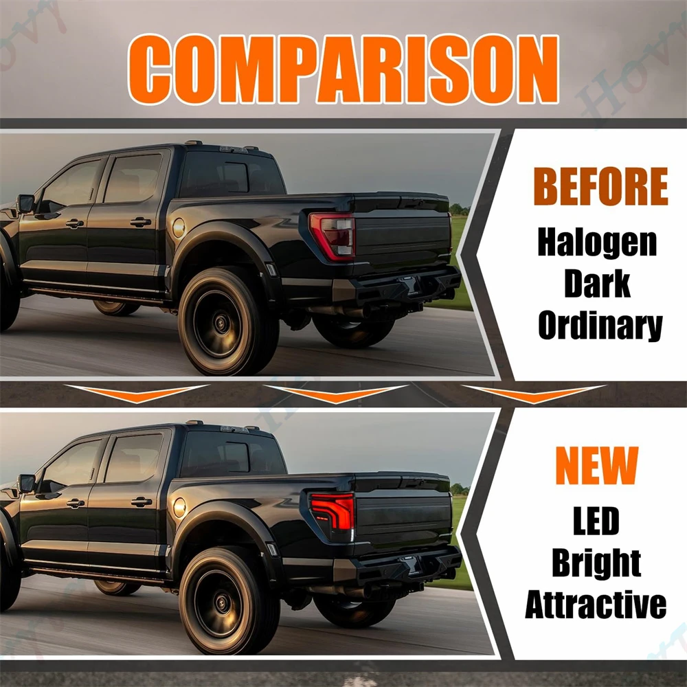 زوج LED المصابيح الخلفية ل 2020 2021 2022 2023 2024 2025 فورد F150 F-150 لاقط الضوء الخلفي لمبة خلفية الفرامل بدوره إشارة الباب الخلفي ضوء