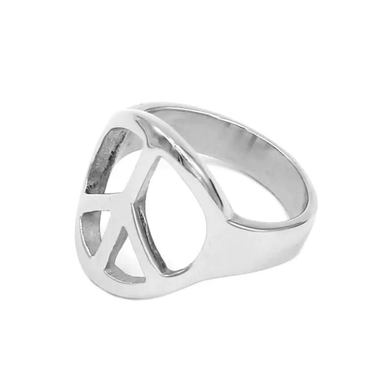 Fashion Peace Ring Stainless Steel Jewelry Classic Silver Color World Peace Sign Biker Men Women Rings Wholesale