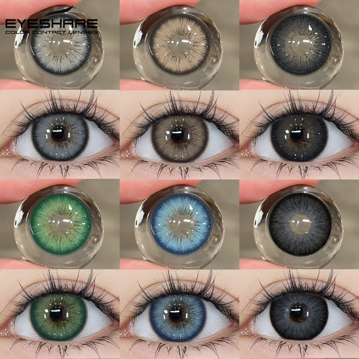 EYESHARE Farbige Kontaktlinsen für Augen 2 Stück Weiche Schwarze Linsen Modische Blaue Schönheits-Pupillen Graue Kontaktlinsen Braune Augen Make-up-Linsen