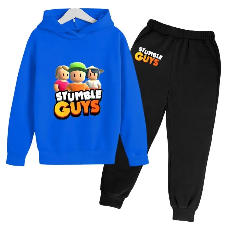 New Autumn Games Stumble Guys Tracuit Boy Cartoon Children's Clothing Hooded Stumbleguys For Baby Boys Outfits Sets