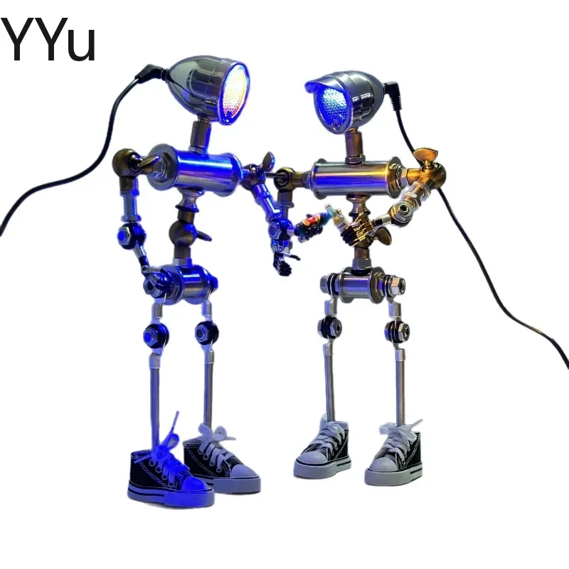 Creative punk style robot desktop ornament children's room desk lamp gift figure ambient light