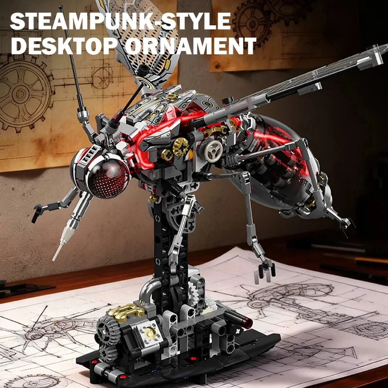 MOC Cyberpunk style Motorized Mechanical Mosquito Building Blocks 747PCS Insect Model Construction Bricks Toy for Adult Kid Gift view 6