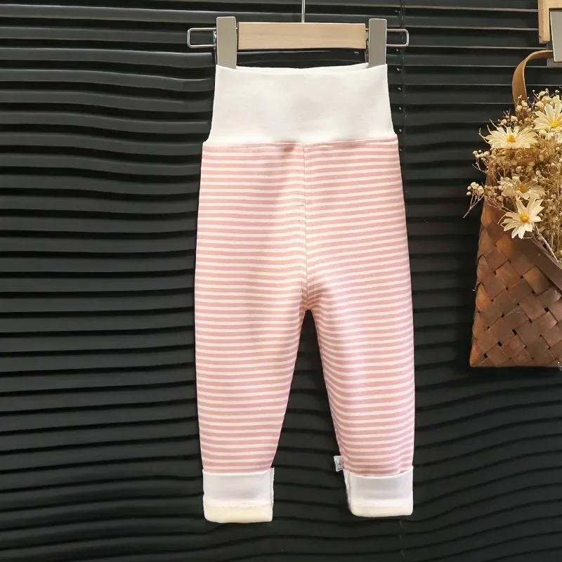 Pantaloni per neonati addensati per tenere al caldo in inverno Neonato Bebe Boy Girl Leggings a righe Pantaloni per bambini