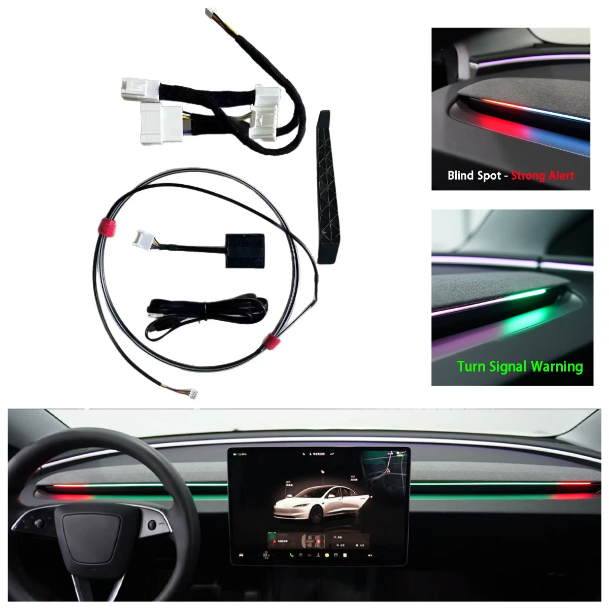 Smart Air Vent Ambient Light & BSD Blind Spot Monitoring System for Tesla Model 3/Y (2021+)  New Y Juniper & Model 3 Highland