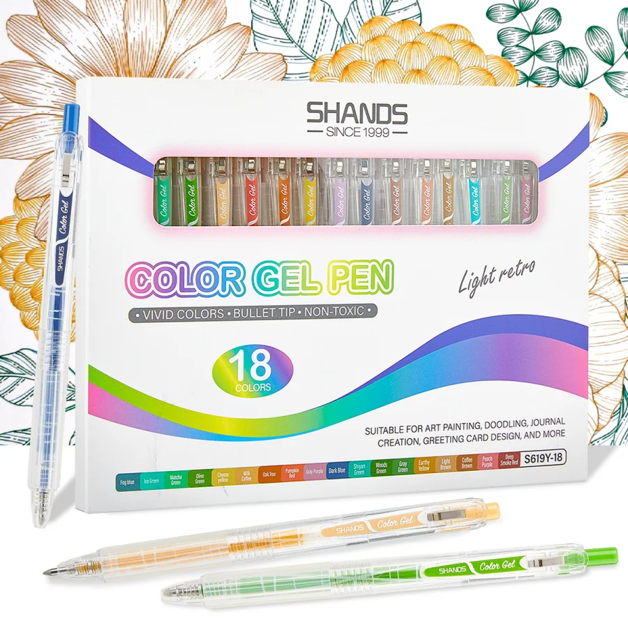 

18 Colors Gel Pens 0.5mm Nib Quick-drying Ink Student Handbook Creation Greeting Card Densign Journals Writ Markers Art Painting