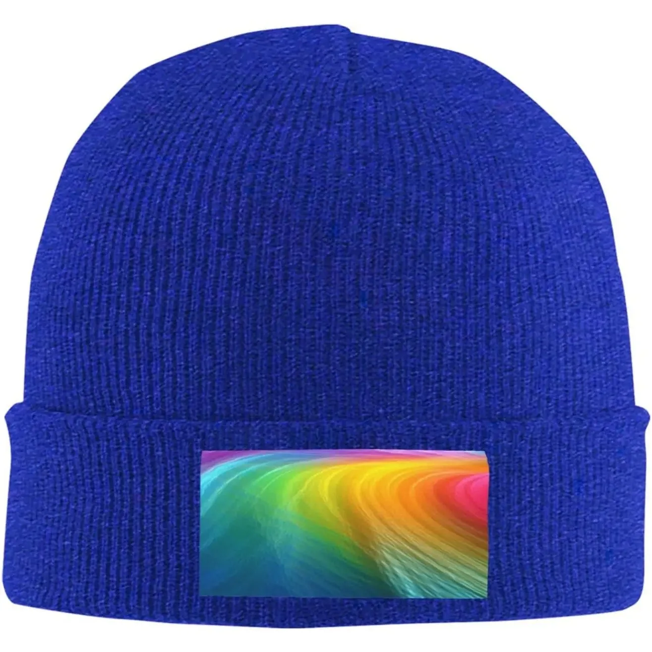 Beanie for Men Winter Hats for Women Knit Hat Rainbow Ocean Beanie Soft Warm Cuffed Caps Stylish Watch Cap Black Beanie