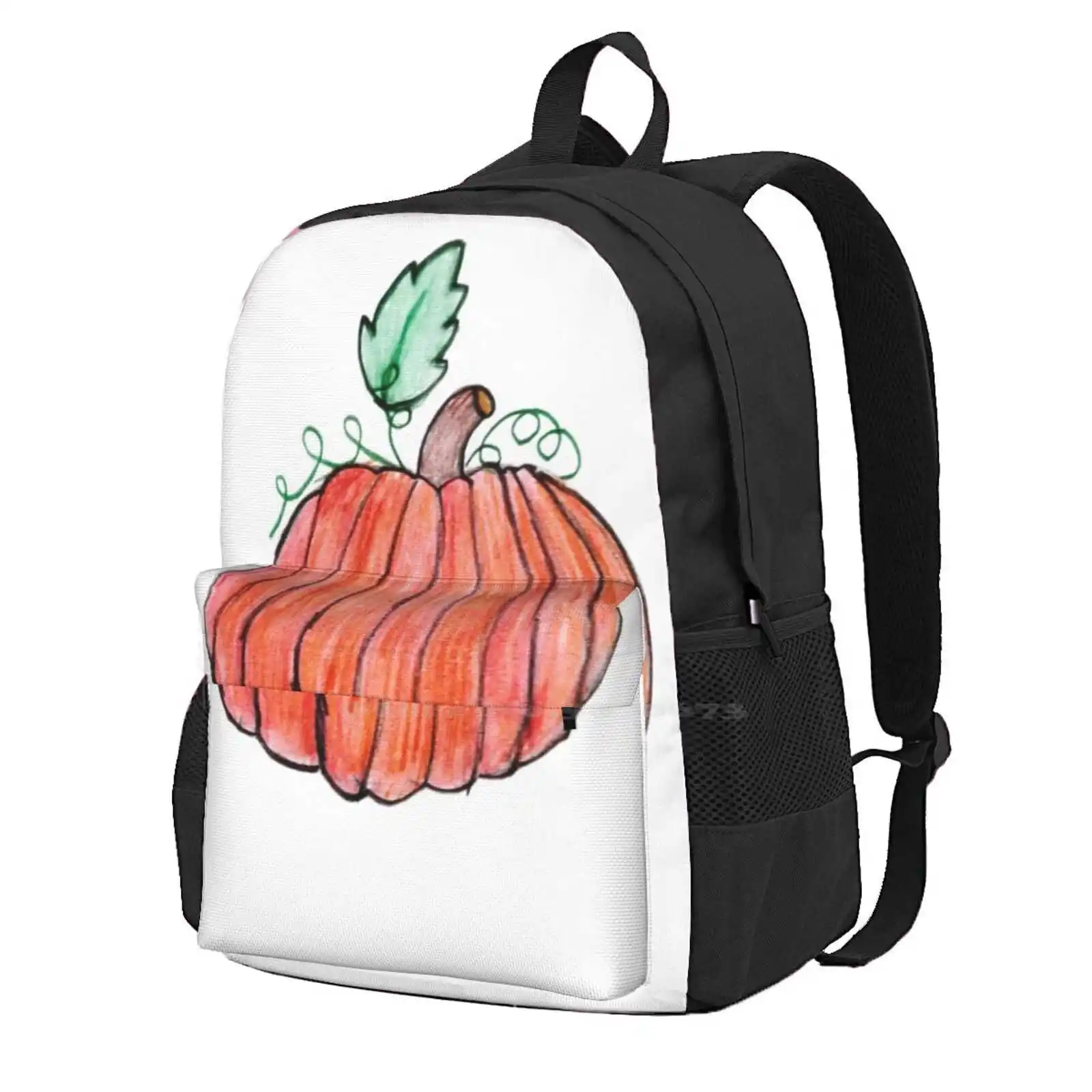 Pumpkin School Bag Big Capacity Backpack Laptop 15 Inch Halloween Fall Pumpkin Sweet No Background