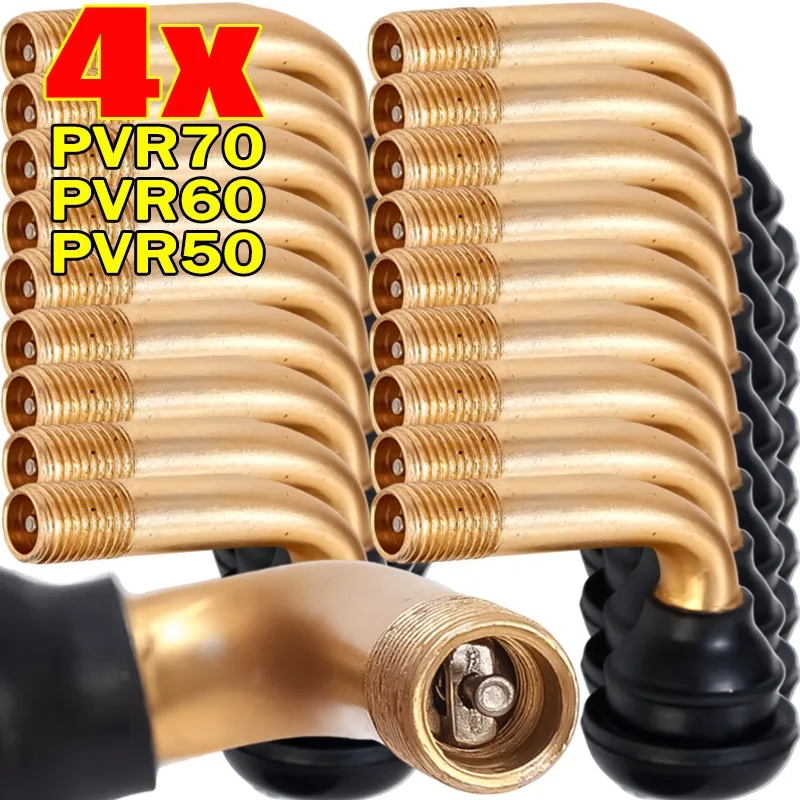 2/4pcs Rubber Brass Motorcycle Tubeless Tyre Valves Stems PVR70 60 50 Valve Stems Tubeless Tyre For Electric Scooter Bike