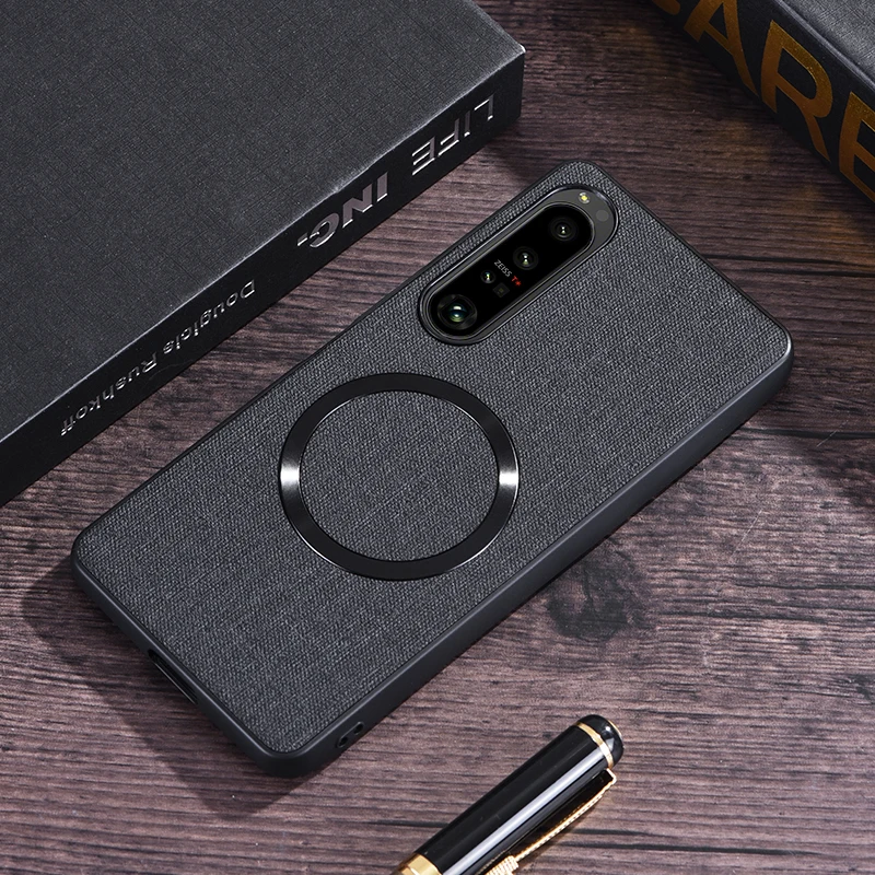 Para Sony Xperia 1 VII Magsafe funda de carga magnética funda trasera de tela de negocios Sony Xperia 1 VI Fundas Movil Xperia 5 IV