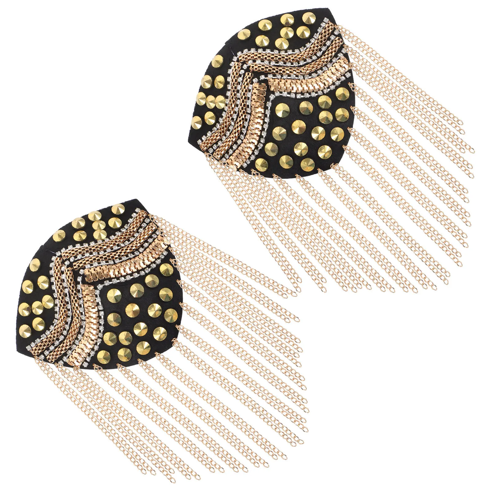 1 ペア英国スタイルのショルダーボードタッセルリベットデザインファッショナブルな装飾ショルダーマーク耐久性のある軍服