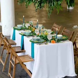 White Table Cloth Waterproof Anti Scratch Polyester Tablecloth Washable Fabric Table Cover Home Dining Buffet Party Table Decor