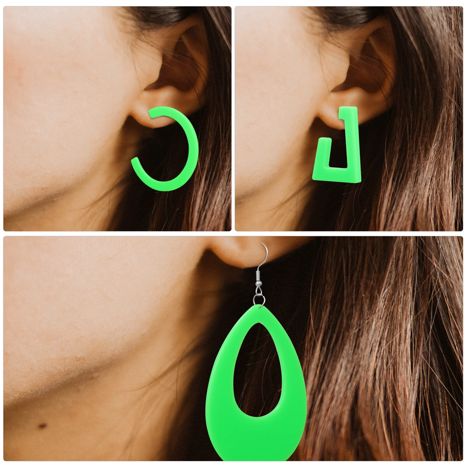 

12Pairs Neon Jewelry Assorted Color Acrylic Earrings Drop Pendants Geometric Studs Retro Dangle Earrings for Women Party Wear