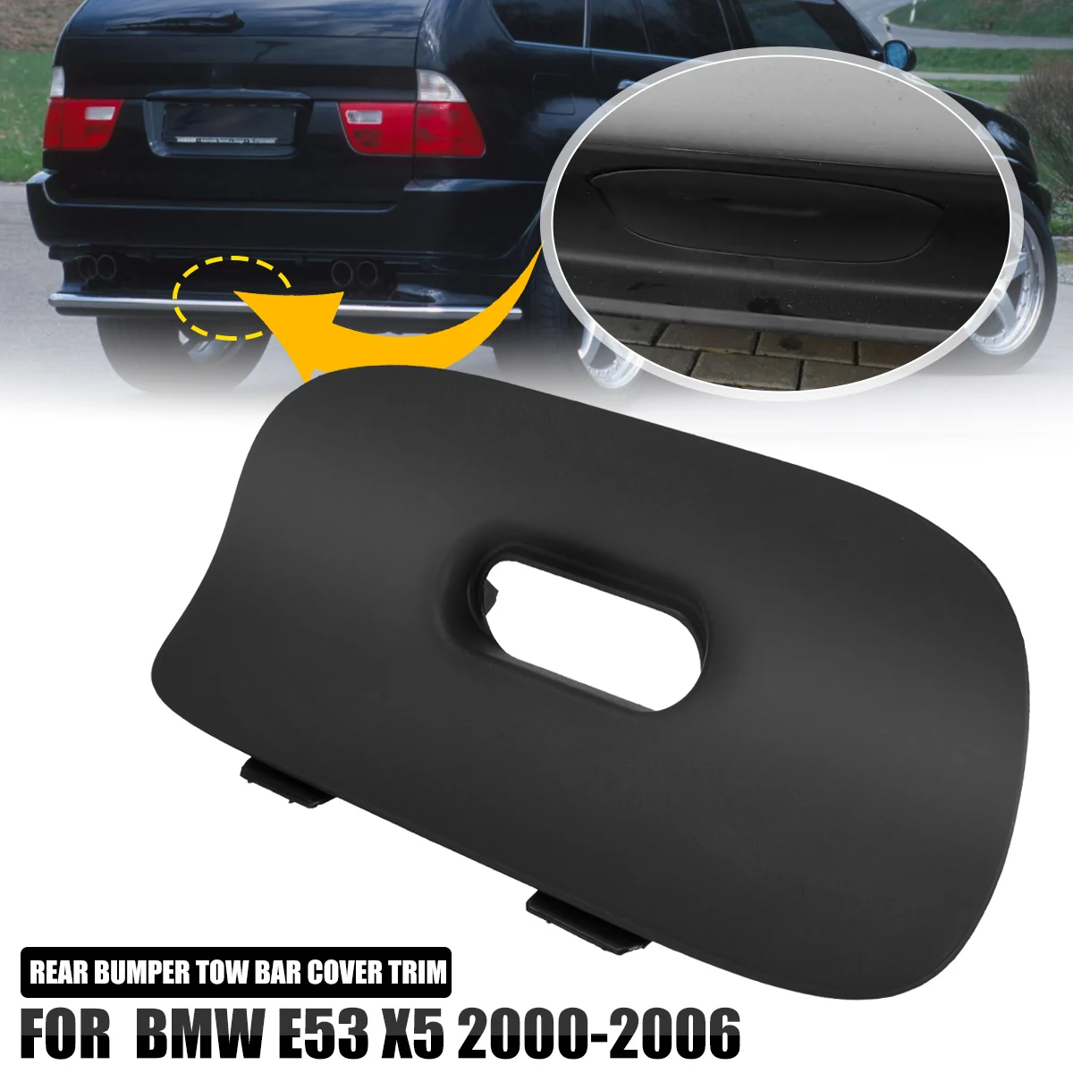 

1pcs Rear Bumper Tow Bar Cover Trim Flap Trailer Hitch Fit for BMW X5 E53 2000-2006 51128402327