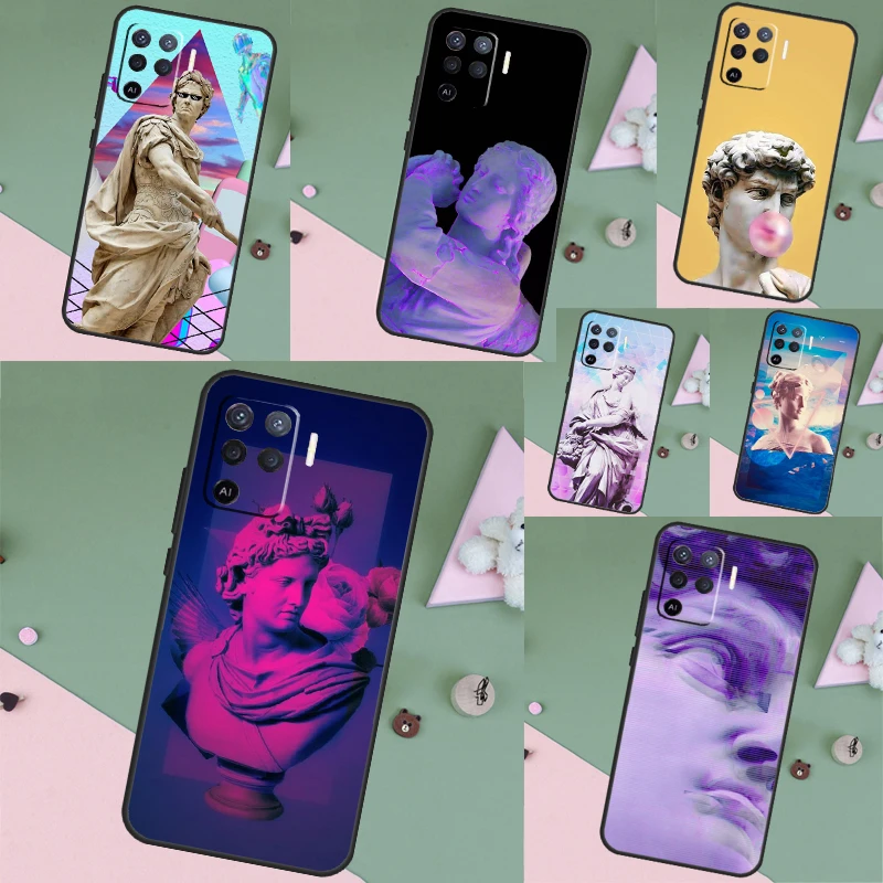 Vaporwave Aesthetic Plaster Statue Funda Case For OPPO A98 A78 A58 A96 A76 A16 A17 A15 A5 A9 A53 A54 A74 A94 A52 A72 A57S A54S