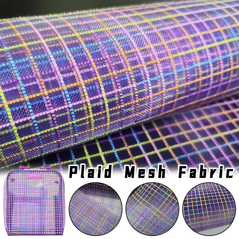 

91cm Colorful Plaid Printing Nylon Mesh Fabric Wedding Dress Stage Performance Suit DIY Sewing Bag Handbag Handmade Cloth