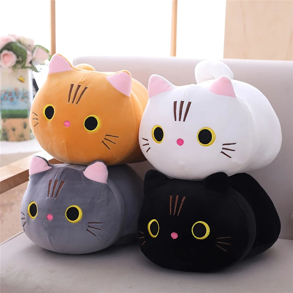 Kawaii Cat Plush Pillow: Soft Anime Cushion for Cozy Snuggles & Halloween/Christmas Decor, Ideal Gift for Kids & Teens