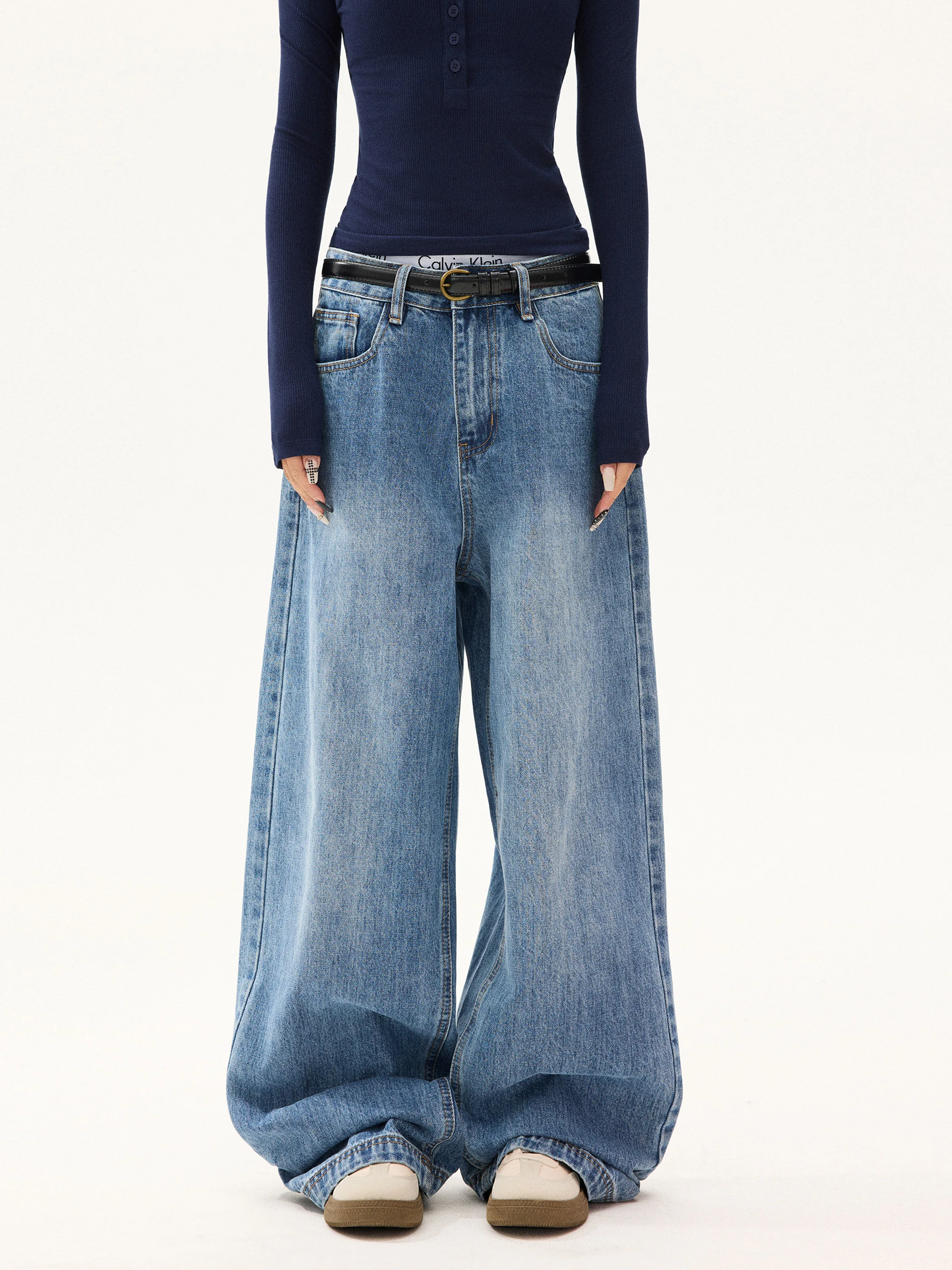 

Джинсы Waed Blue Jeans свободного прямого кроя для женщин: комфортные, в американском стиле, повседневные прямые брюки