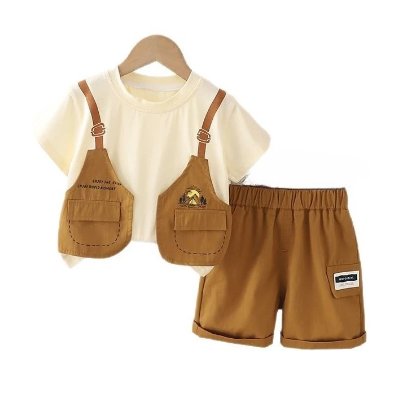 

New Summer Baby Boys Clothes Suit Children Casual Short Sleeved T-Shirt Shorts 2Pcs/Sets Toddler Fashion Costume Kids Clothing