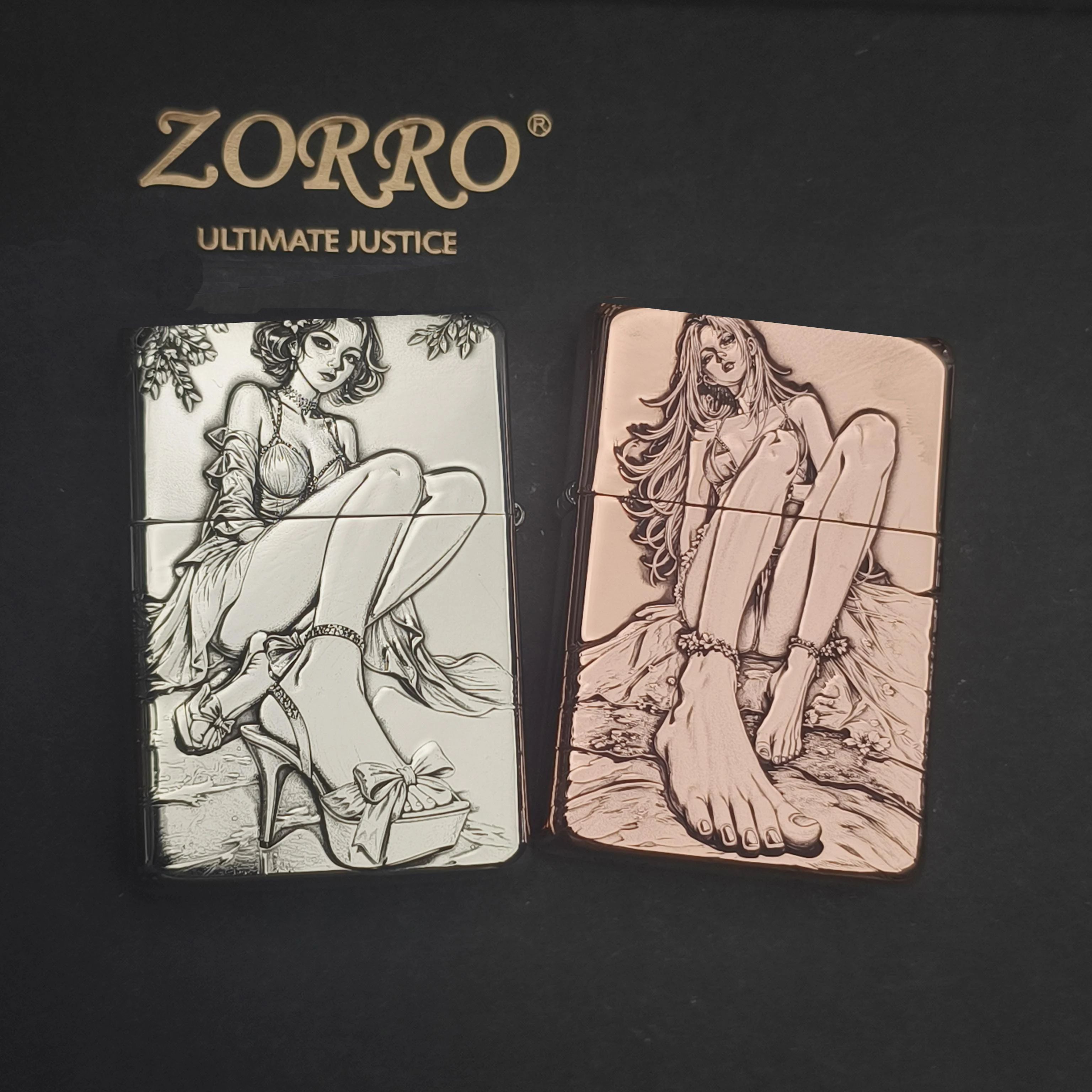 ZORRO 2nd Gen Brass Oil Lighter Double Sided Relief Beauty Windproof 16 Hole 5 Hinge Refillable Lighter Retro Classic Men Gift