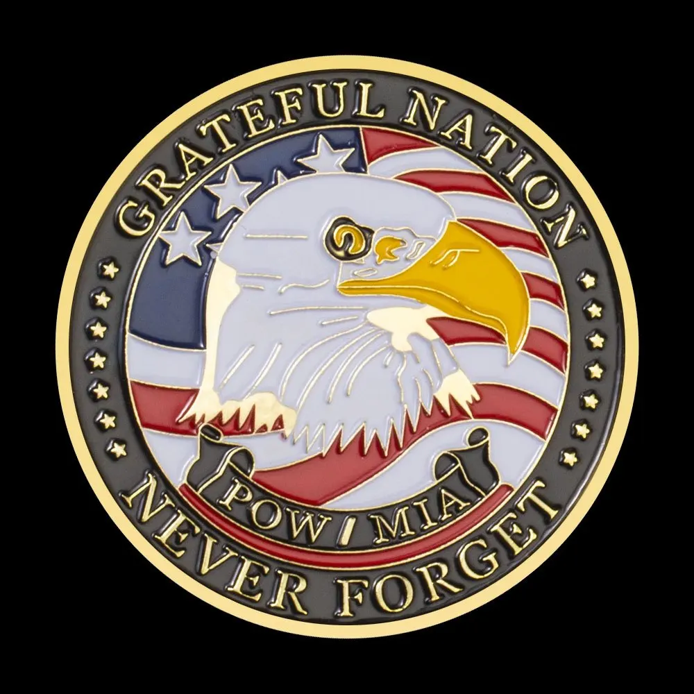 USA POW/MIA Souvenir Collectibles Grateful Nation Never Forget Honor Coin Commemorative Coins Gold Plated Challenge Coin