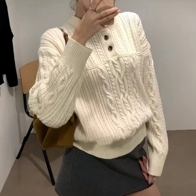 

Свободный вязаный свитер, женский осенне-зимний повседневный свитер, удобный мягкий длинный свитер, круглый цветной топ