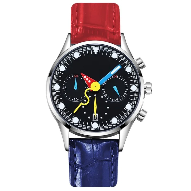 Color Dial Watch Quartz Movement Watches Male Women's Wrist Black Contrasting Fashion Wrist Youth Luminous Value Original Sport